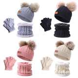 Maxbell 3Pcs Kids Boys Girls Winter Hat Scarf Gloves Neck Warm Face Cover Warm Pink