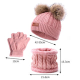 Maxbell 3Pcs Kids Boys Girls Winter Hat Scarf Gloves Neck Warm Face Cover Warm Pink