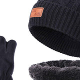 Maxbell 3Pcs Kids Boys Girls Winter Hat Scarf Gloves Neck Warm Face Cover Warm Black