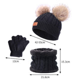 Maxbell 3Pcs Kids Boys Girls Winter Hat Scarf Gloves Neck Warm Face Cover Warm Black