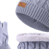 Maxbell 3Pcs Kids Boys Girls Winter Hat Scarf Gloves Neck Warm Face Cover Warm Grey