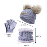 Maxbell 3Pcs Kids Boys Girls Winter Hat Scarf Gloves Neck Warm Face Cover Warm Grey