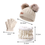 Maxbell 3Pcs Kids Boys Girls Winter Hat Scarf Gloves Neck Warm Face Cover Warm Beige