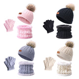 Maxbell Women's Winter Beanie Hat Scarf 3PC Set Knitted Outdoor Fleece Lining  pink