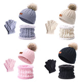 Maxbell Women's Winter Beanie Hat Scarf 3PC Set Knitted Outdoor Fleece Lining  pink