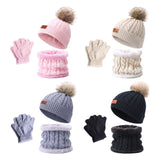 Maxbell Women's Winter Beanie Hat Scarf 3PC Set Knitted Outdoor Fleece Lining  pink