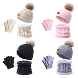 Maxbell Women's Winter Beanie Hat Scarf 3PC Set Knitted Outdoor Fleece Lining  pink