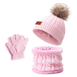 Maxbell Women's Winter Beanie Hat Scarf 3PC Set Knitted Outdoor Fleece Lining  pink