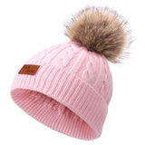 Maxbell Women's Winter Beanie Hat Scarf 3PC Set Knitted Outdoor Fleece Lining  pink