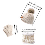 Maxbell Women's Winter Beanie Hat Scarf 3PC Set Knitted Outdoor Fleece Lining  beige