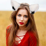 Maxbell Cat Ear Headband Headpiece Anime Accessories for Festival Lolita Women White