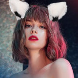 Maxbell Cat Ear Headband Headpiece Anime Accessories for Festival Lolita Women White
