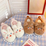 Maxbell Fashion Animal Slippers House Soft Comfy Winter Warm Plush rabbit 38 to 39