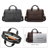 Maxbell Men's Business Briefcase Bag Leather Shoulder Messenger for Computer Office Black
