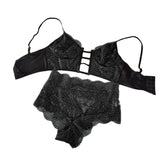Maxbell Bra Set Panty Underwear Suit Lingerie Briefs for Girls Lady Female XXL Black
