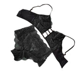 Maxbell Bra Set Panty Underwear Suit Lingerie Briefs for Girls Lady Female XXL Black