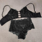 Maxbell Bra Set Panty Underwear Suit Lingerie Briefs for Girls Lady Female XXL Black