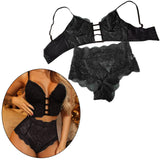 Maxbell Bra Set Panty Underwear Suit Lingerie Briefs for Girls Lady Female XXL Black