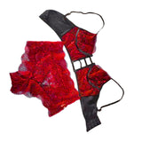 Maxbell Bra Set Panty Underwear Suit Lingerie Briefs for Girls Lady Female L Red
