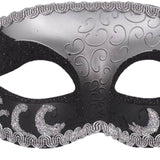 Maxbell Fox Half Face Mask Costume Cosplay Masquerade Ball Mask for Halloween Party Silver Black