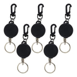 Maxbell 5 Pieces Retractable Keychain Clip Extendable Split Ring Pull Recoil 60cm