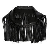 Maxbell Women Punk Gothic Faux Leather Fringe Tassel Skirt Belt Clubwear Dance Dress Black