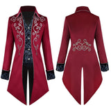 Maxbell Male Medieval Tailcoat Steampunk Lapel Overcoat Trench Coat Jacket Black S