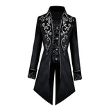 Maxbell Male Medieval Tailcoat Steampunk Lapel Overcoat Trench Coat Jacket Black S