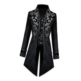 Maxbell Male Medieval Tailcoat Steampunk Lapel Overcoat Trench Coat Jacket Black S