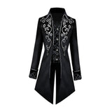 Maxbell Male Medieval Tailcoat Steampunk Lapel Overcoat Trench Coat Jacket Black S