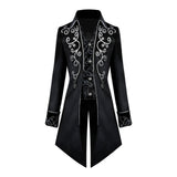 Maxbell Male Medieval Tailcoat Steampunk Lapel Overcoat Trench Coat Jacket Black S