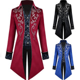 Maxbell Male Medieval Tailcoat Steampunk Lapel Overcoat Trench Coat Jacket Black S