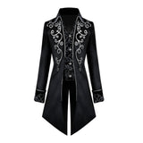 Maxbell Male Medieval Tailcoat Steampunk Lapel Overcoat Trench Coat Jacket Black S