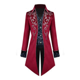 Maxbell Male Medieval Tailcoat Steampunk Lapel Overcoat Trench Coat Jacket Black S
