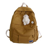 Maxbell Canvas Schoolbag Girls Large Capacity High School Student Backpack Yellow