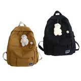 Maxbell Canvas Schoolbag Girls Large Capacity High School Student Backpack Yellow