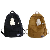 Maxbell Canvas Schoolbag Girls Large Capacity High School Student Backpack Yellow