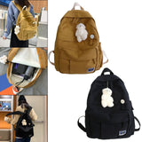 Maxbell Canvas Schoolbag Girls Large Capacity High School Student Backpack Yellow