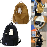 Maxbell Canvas Schoolbag Girls Large Capacity High School Student Backpack Yellow
