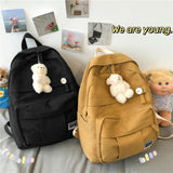 Maxbell Canvas Schoolbag Girls Large Capacity High School Student Backpack Yellow