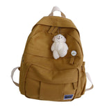 Maxbell Canvas Schoolbag Girls Large Capacity High School Student Backpack Yellow