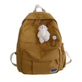 Maxbell Canvas Schoolbag Girls Large Capacity High School Student Backpack Yellow