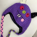 Maxbell Creative Devil Horns Knitted Funny Cute Handmade Hat  22 to 23cm purple