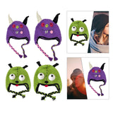 Maxbell Creative Devil Horns Knitted Funny Cute Handmade Hat  22 to 23cm purple