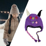 Maxbell Creative Devil Horns Knitted Funny Cute Handmade Hat  22 to 23cm purple