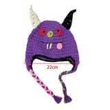 Maxbell Creative Devil Horns Knitted Funny Cute Handmade Hat  22 to 23cm purple