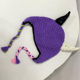 Maxbell Creative Devil Horns Knitted Funny Cute Handmade Hat  22 to 23cm purple