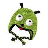 Maxbell Creative Devil Horns Knitted Funny Cute Handmade Hat  24cm green