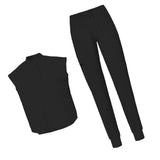 Maxbell Women Nursing Scrub Set Workwear Short Sleeve Work Clothes Top Pant black  L