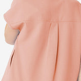 Maxbell Women Nursing Scrub Set Workwear Short Sleeve Work Clothes Top Pant pink L